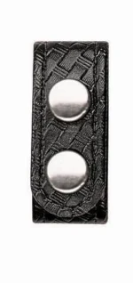 Bianchi Belt Keeper black textured keeper, front view with two silver snaps