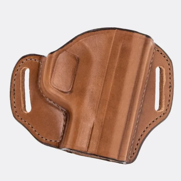 Bianchi Model 57 Remedy Holster, tan front view with stitched edges and two belt slots