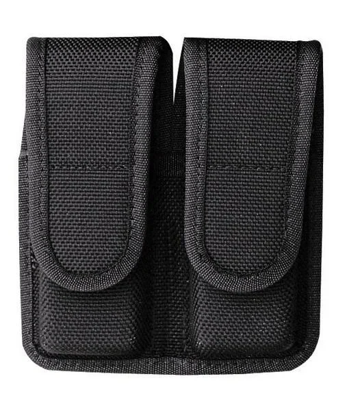 Bianchi Model 7302H AccuMold pouch, black front view with two textured magazine flaps