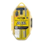 OTIS .22CAL PISTOL ROD CLEANING KIT in yellow clear plastic case, front view with tools visible