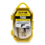Otis 9mm Patriot Series Pistol Cleaning Kit in yellow case, front view with cleaning tools visible