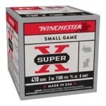 Winchester Super-X High-Brass Shotshells, red and gray box in front-left view