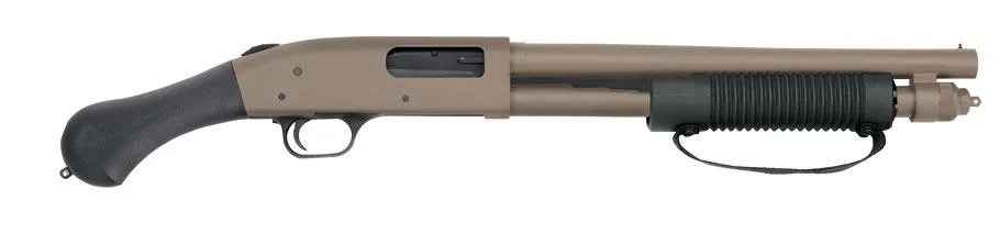 primary-21892 Mossberg MSBRG 590 SHOCKWAVE shotgun, left side in flat dark earth with black grip