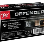 Winchester Ammunition WIN DEFENDER, black ammunition box shown from front and right side