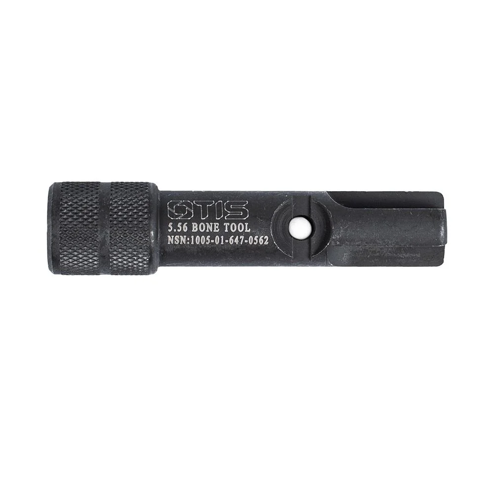 primary-21929 Otis B.O.N.E. Tool 5.56, black metal cleaning tool in side view with knurled end