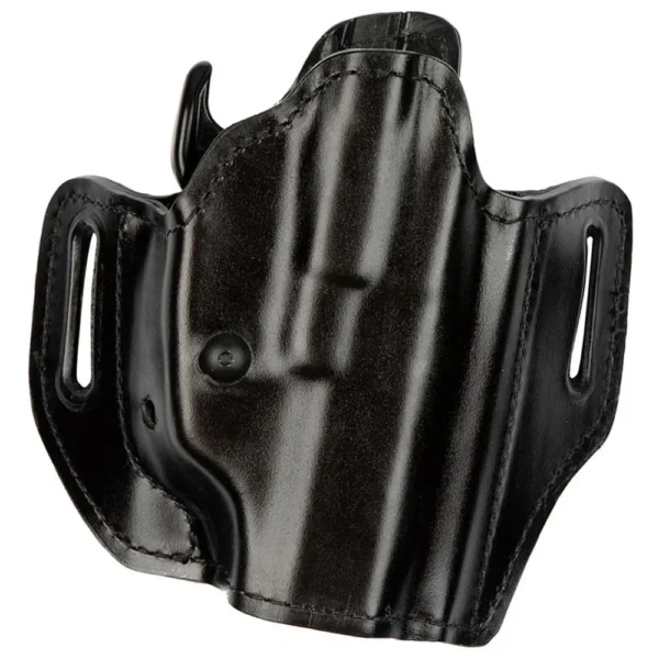 Bianchi 126GLS Assent Pro-Fit Holster, black front view with belt slots and molded pistol profile
