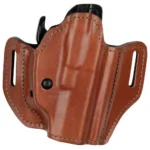 Bianchi 126GLS Assent Pro-Fit Holster, front view of brown leather holster with belt slots
