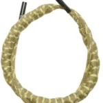 Otis Ripcord Bore Cleaner, coiled tan braided cleaner with black ends