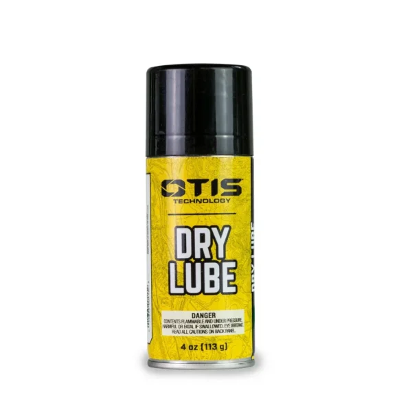 OTIS DRY LUBE 4OZ AEROSOL upright can with black cap and yellow label