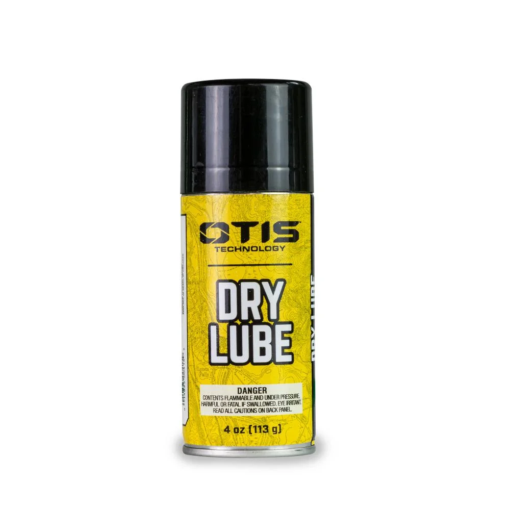 primary-21959 OTIS DRY LUBE 4OZ AEROSOL upright can with black cap and yellow label
