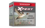 Winchester WIN XPERT HV red and gray ammunition box, front and left side view
