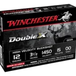 Winchester Ammunition WIN DBLX black and red shotshell box, angled front view