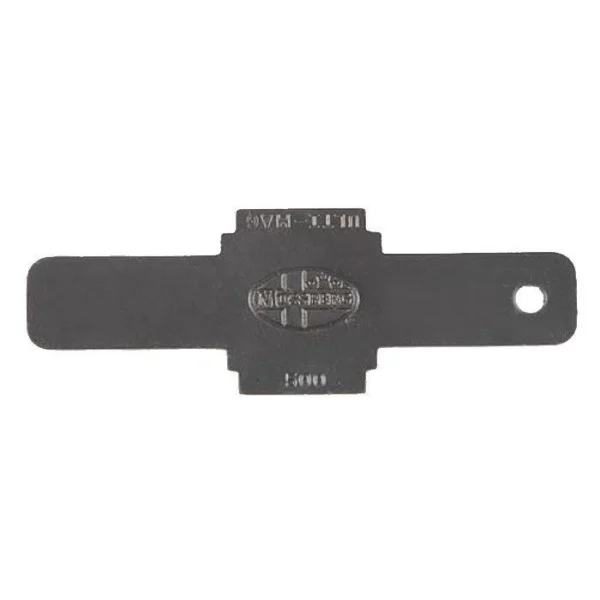 Mossberg Choke Tube Wrench, black flat tool with center fitting and hanging hole, top view