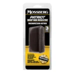 Mossberg Patriot Magnum magazine in black, front view in yellow and black blister pack