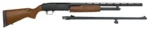 Mossberg MSBRG 500 Bantam Combo brown and black shotgun left side with spare barrel