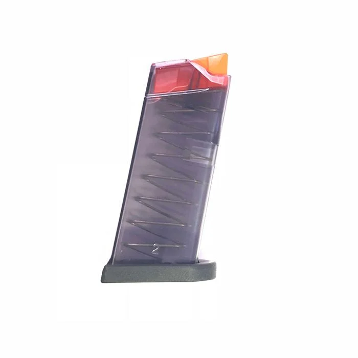 primary-22106 Mossberg Clear Count handgun magazine, translucent dark gray side view with orange follower