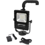 Nightstick Rechargeable LED Area Light Kit, black work light with handle, charger and cables