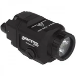 Nightstick Xtreme Lumens compact long-gun light, black angled front view with round lens