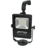 Nightstick Rechargeable LED Scene Light black work light with handle, front view