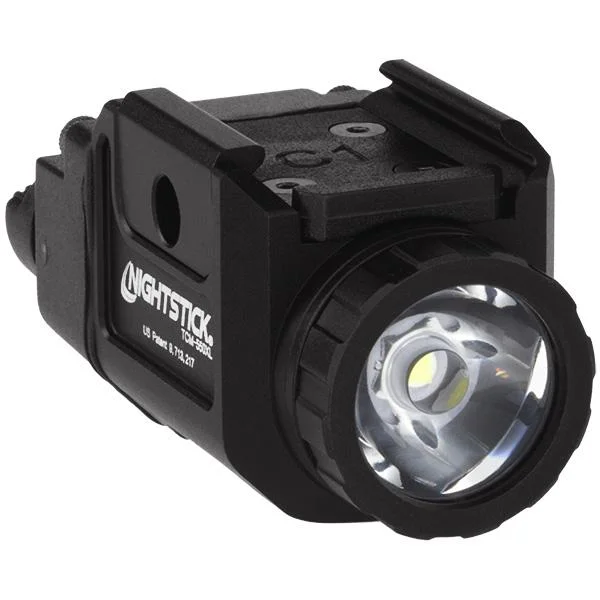 primary-22148 Nightstick Xtreme Lumens weapon-mounted light, black angled front view with round LED lens
