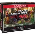 Winchester Ammunition WIN LB XR TRKY, front-left view of black and red Long Beard XR box