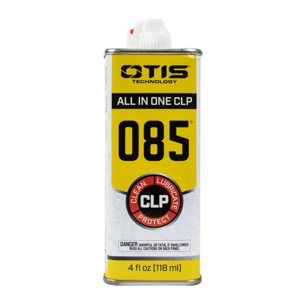 OTIS O85 CLP yellow and silver rectangular can, front view with white dispensing cap