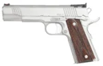Dan Wesson DW Pointman Nine stainless pistol, left-side view with brown checkered grips