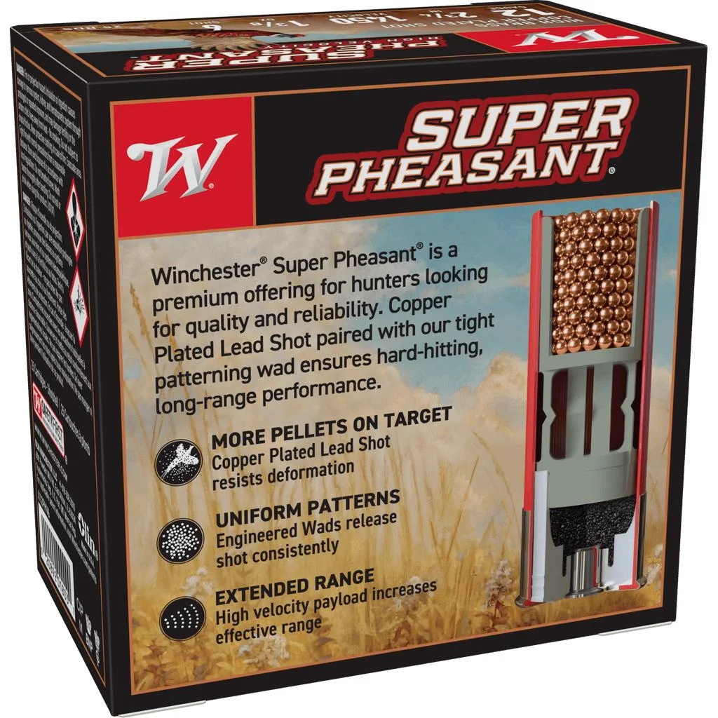 primary-22191 Winchester Super-X Super Pheasant Shotshells, black and red retail box in angled view