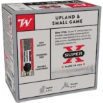 Winchester Super-X Heavy Game Shotshells, grey and red ammunition box, front view