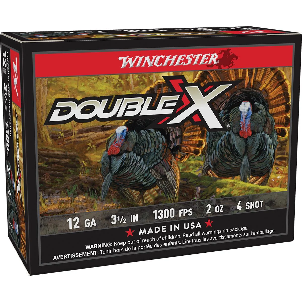 primary-22210 Winchester Ammunition Winchester Double X Turkey Load Shotshells 12 ga 3 1/2" MAX 2 oz #4 1300 fps 10/ct