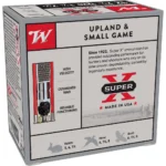 Winchester Super-X Heavy Game Shotshells, gray and red box shown from the front and left side