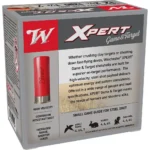 Winchester Super-X Shotshells, rear angled view of gray and red ammunition box