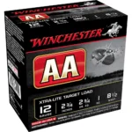 Winchester AA Target, black and red shotshell box in angled front view
