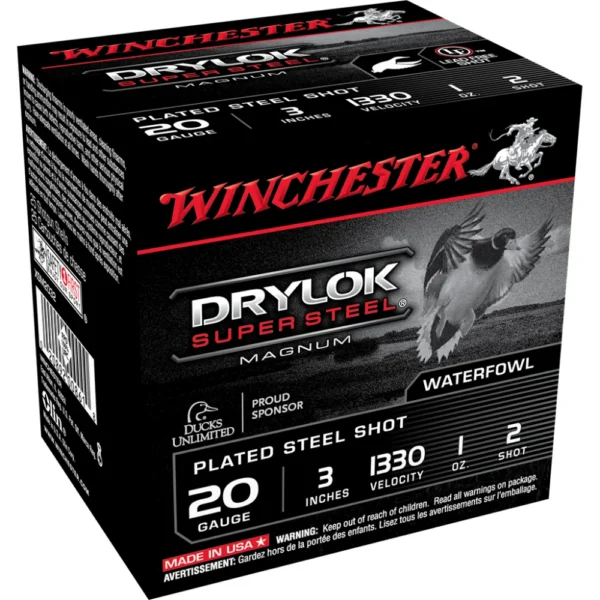 Winchester Ammunition Winchester Super-X Drylok Super Steel Shotshells 20 ga 3" 1 oz 1330 fps #2 25/ct
