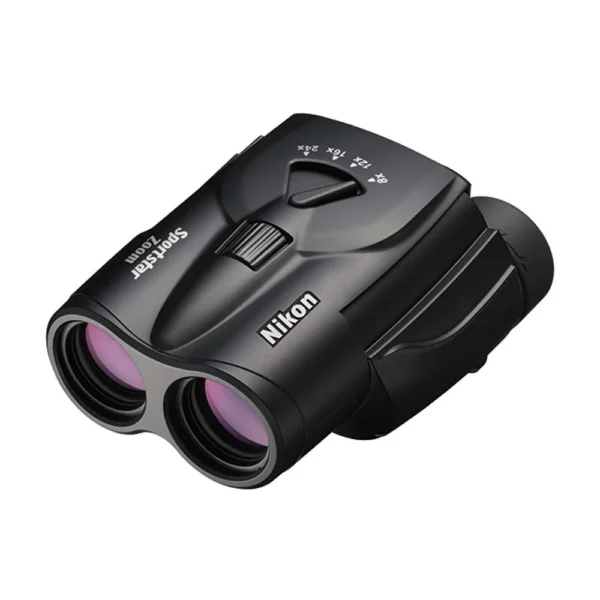 Nikon Sportstar Zoom binoculars black front three-quarter view with top zoom control