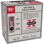 Winchester Super-X Game Shotshells, grey and red box in front three-quarter view