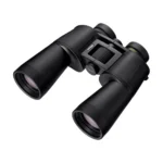 Nikon Action binoculars black front three-quarter view with large objective lenses and focus wheel