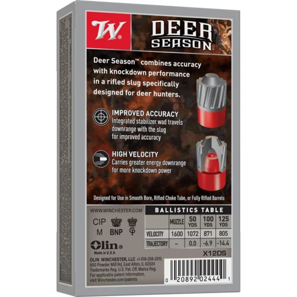 Winchester Ammunition Winchester Deer Season Shotshells 12 ga 2-3/4" 1-1/4 oz 1600 fps Slug 5/ct