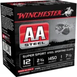 Winchester AA Steel Target Shotshell Ammunition, black, red and silver retail box, front view