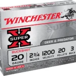 Winchester Super X Buckshot Shotshells, white and gray box shown from front and top