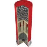 Winchester Super-Target Shotshells, red shell cutaway showing pellets, wad and powder