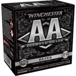 Winchester Ammunition AA Diamond Grade, angled view of black retail box with silver graphics