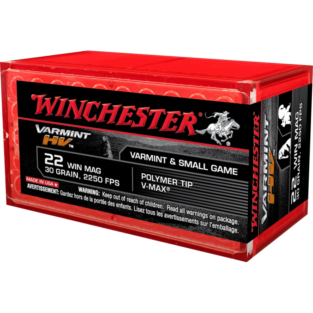 primary-22313 Winchester Ammunition Winchester Varmint High Velocity Rimfire Ammunition .22 WMR 30 gr. V-Max 2250 fps 50/ct