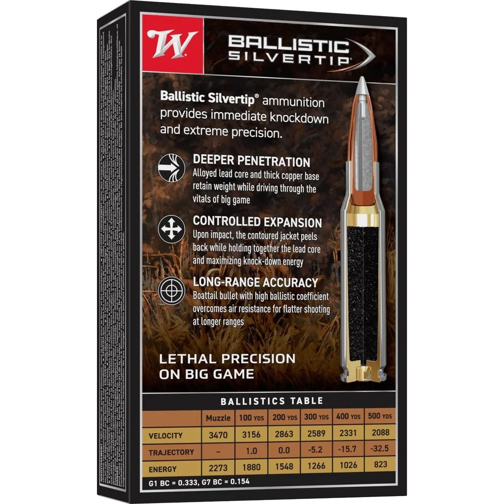 primary-22360 Winchester Ammunition Winchester Ballistic Silvertip Rifle Ammunition .25-06 Rem 85 gr. PT 3470 fps 20/ct