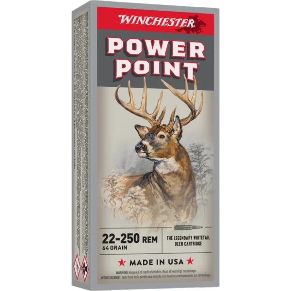 Winchester Ammunition Winchester Power Point Rifle Ammunition .22-250 Rem 64 gr. PSP 3500 fps 20/ct