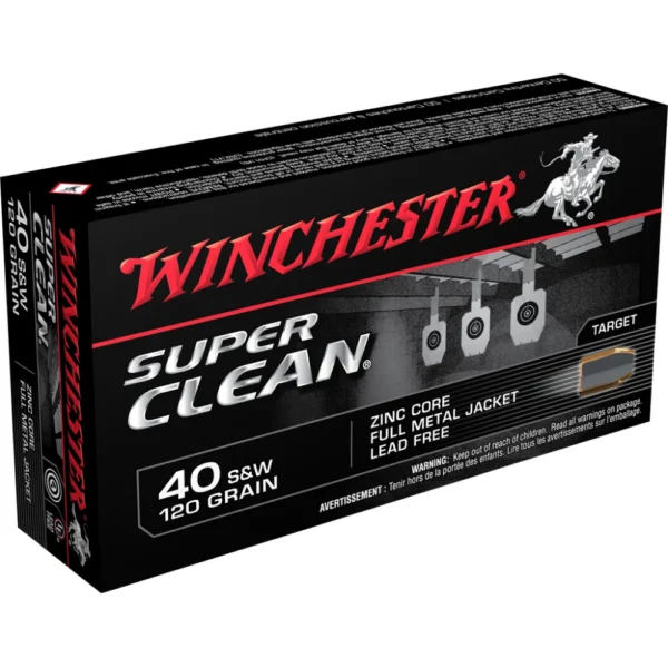 Winchester Ammunition Winchester Super Clean NT Handgun Ammunition .40 S&W 120 gr. JSP 1250 fps 50/ct
