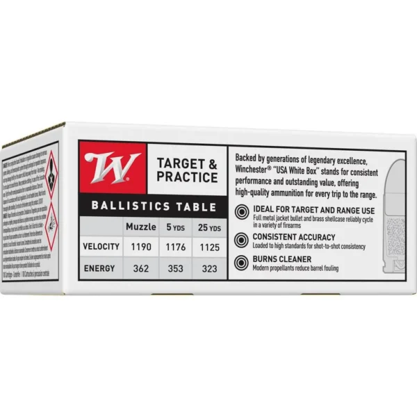 Winchester Ammunition Winchester Target Handgun Ammunition 9mm Luger 115 gr. FMJ 1190 fps 100/ct