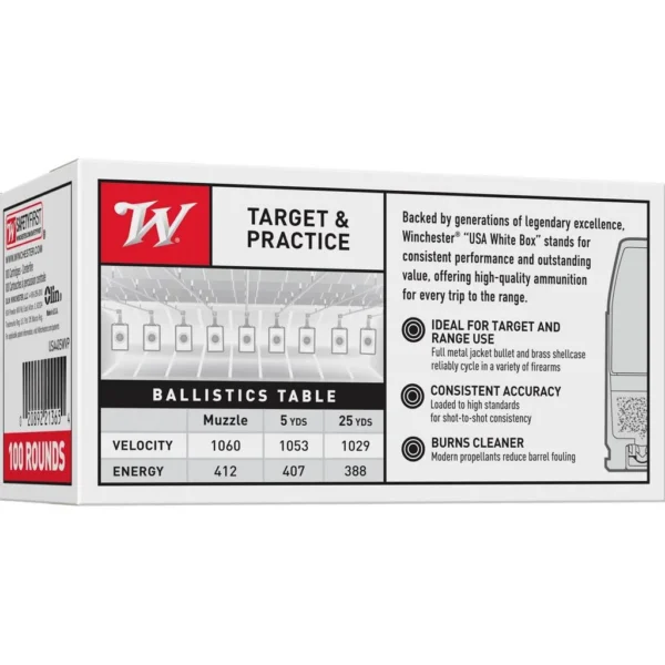 Winchester Ammunition Winchester USA Handgun Ammunition .40 S&W 165 gr. FMJ 1060 fps 100/ct
