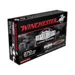 Winchester Expedition Big Game Long Range Rifle Ammunition, black box, angled front view