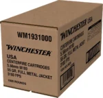 Winchester USA Lake City M193 Rifle Ammunition, brown bulk carton in angled front view